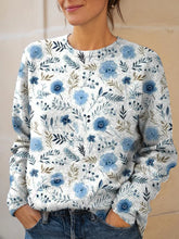 Women's Floral Pattern Art Print Knit Pullover Sweater